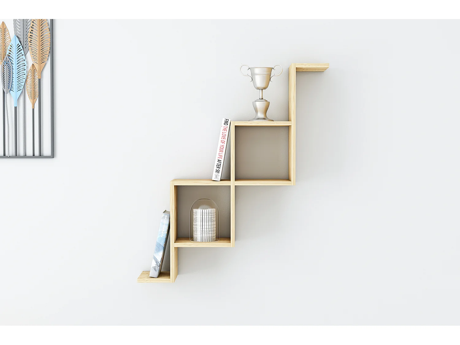 Étagère murale NEMESIS-couleurs naturelles claires, 84x96x22