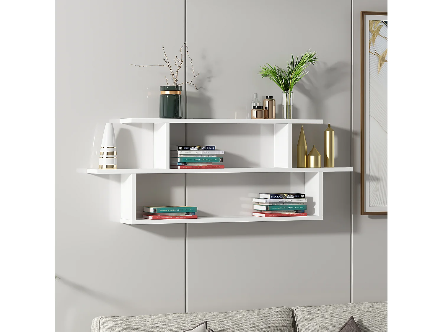 Wall Shelf SENECA- Weiß, 120x44,6x14,6