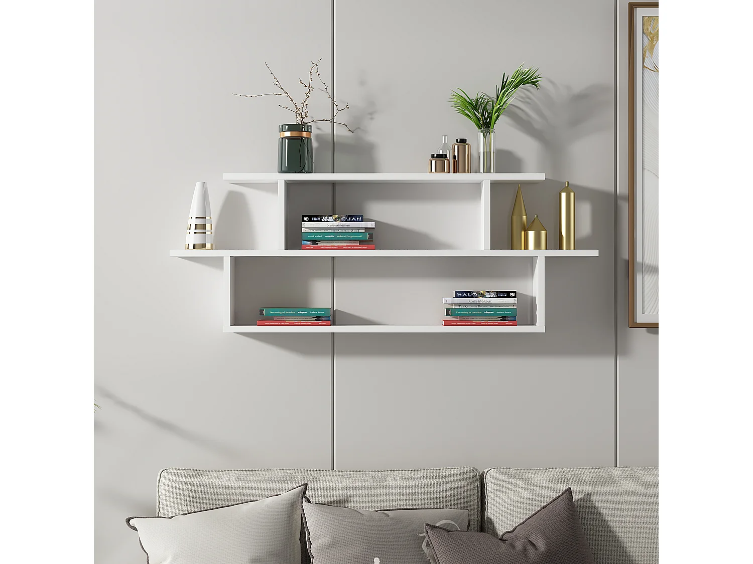 Etagère murale SENECA- Blanc, 120x44,6x14,6