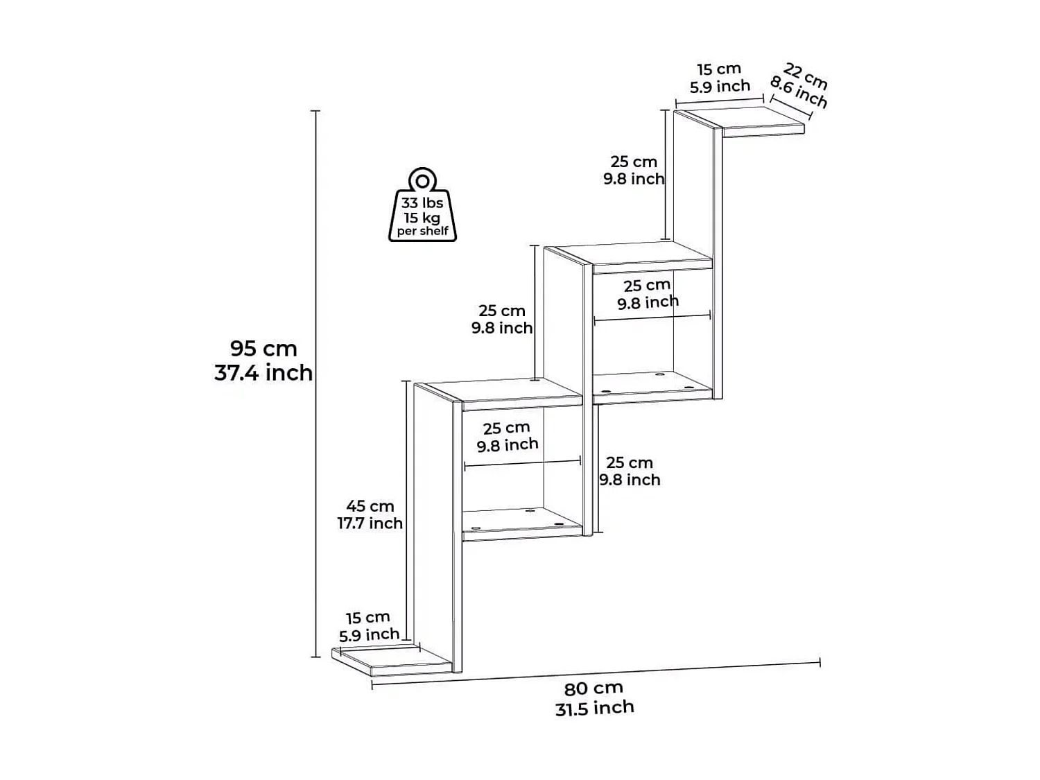 Wandregal NEMESIS-Schwarz,84x96x22