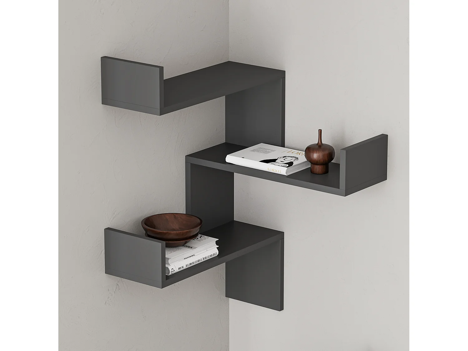 Etagère d'angle LUKSA - anthracite, 60x90x22