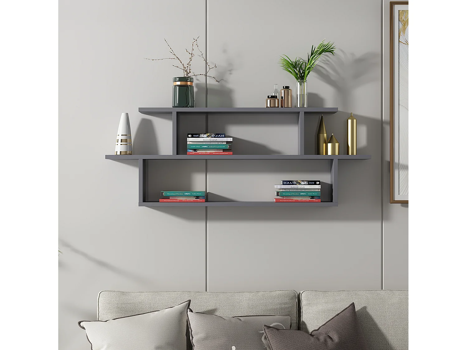 Wall Shelf SENECA-  Anthrazit, 120x44,6x14,6