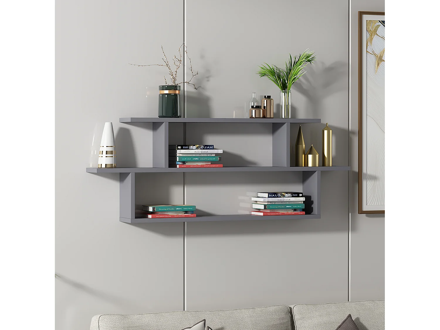 Etagère murale SENECA - anthracite, 120x44,6x14,6