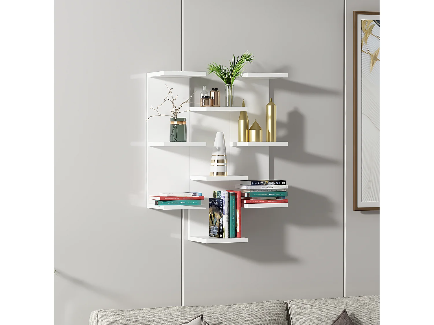 Wall Shelf TEXAS- Weiß - Weiß, 58,8x74,1x21,4