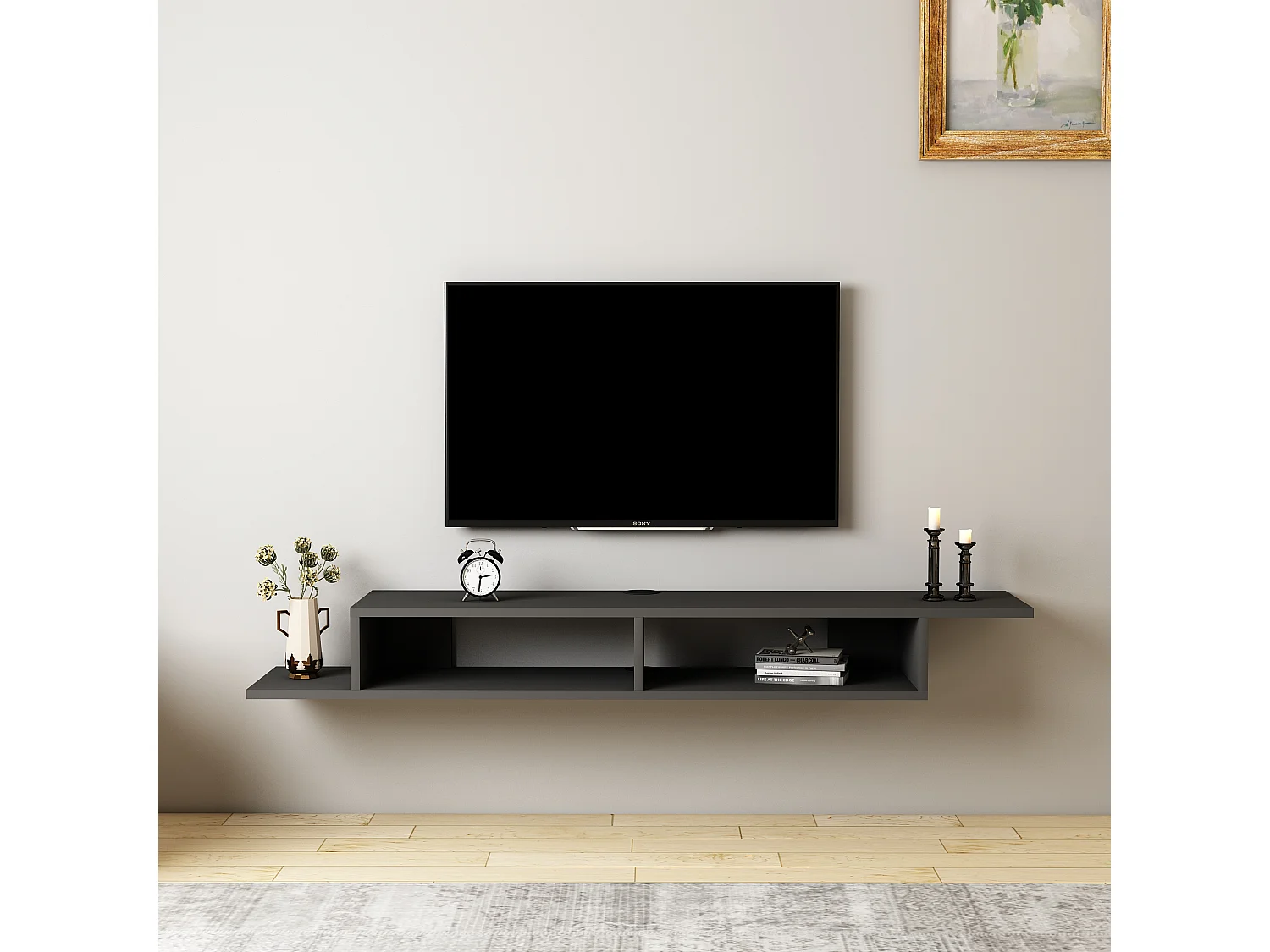 Etagère murale TV ARTEMİS-gris anthracite, 149x16x29
