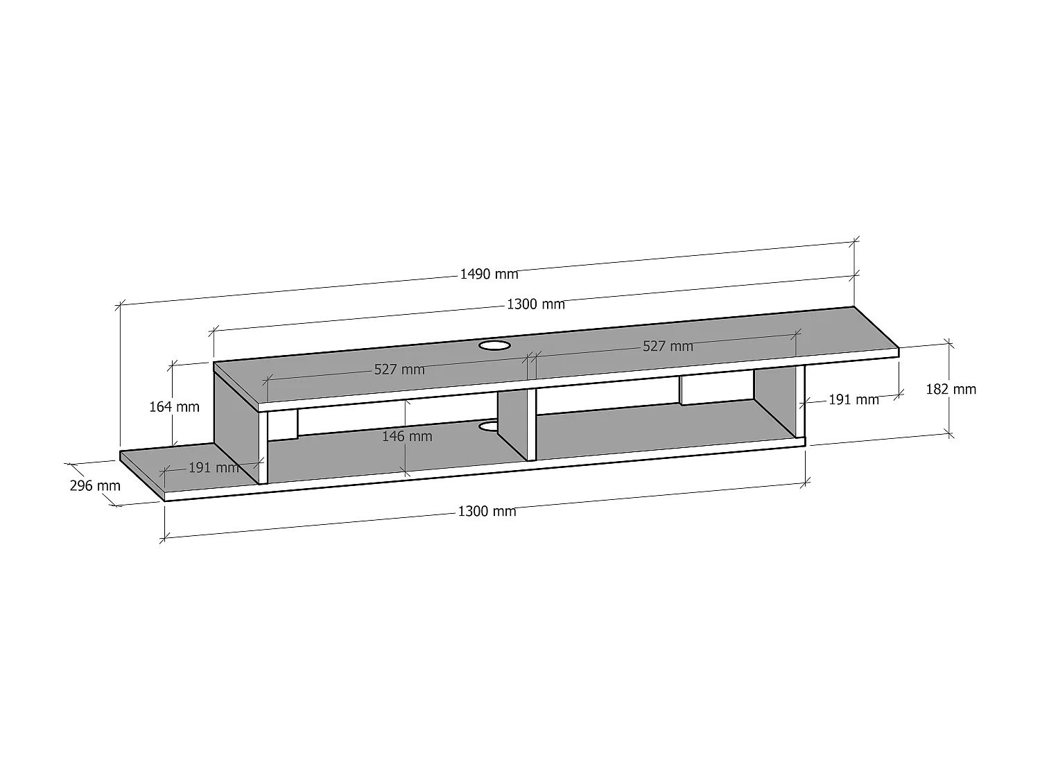 Etagère murale TV ARTEMİS-gris anthracite, 149x16x29
