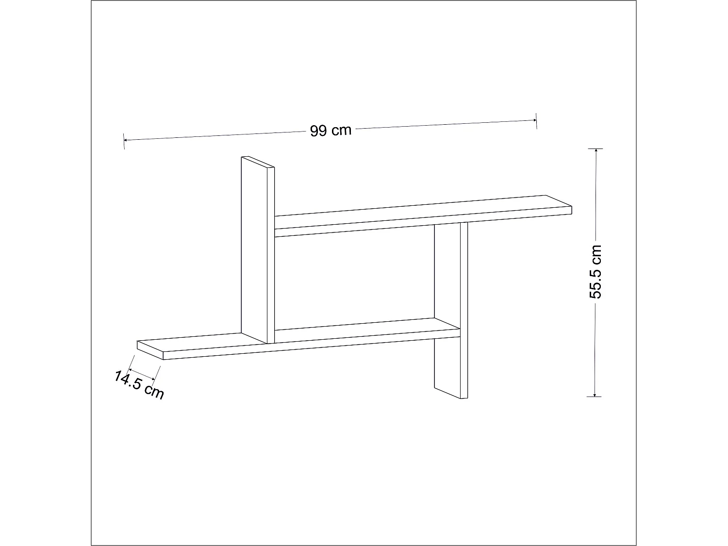 Wandregal RYAN-Anthrazitgrau, 99x55x14