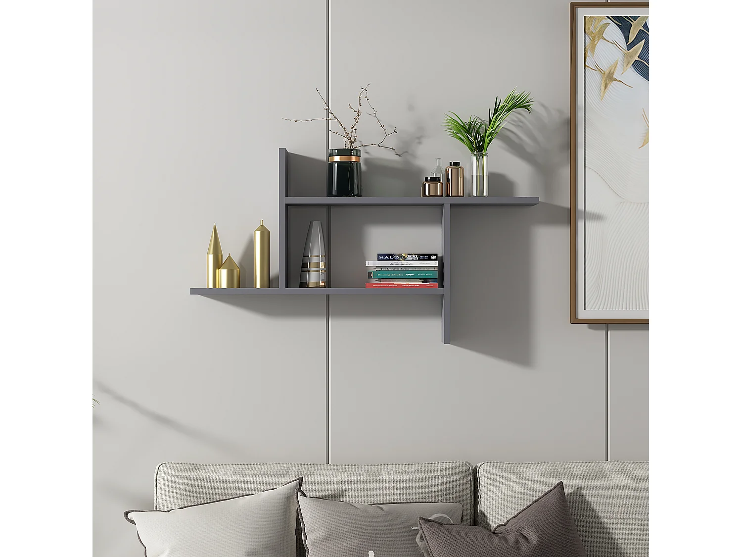 Etagère murale RYAN-gris anthracite, 99x55x14