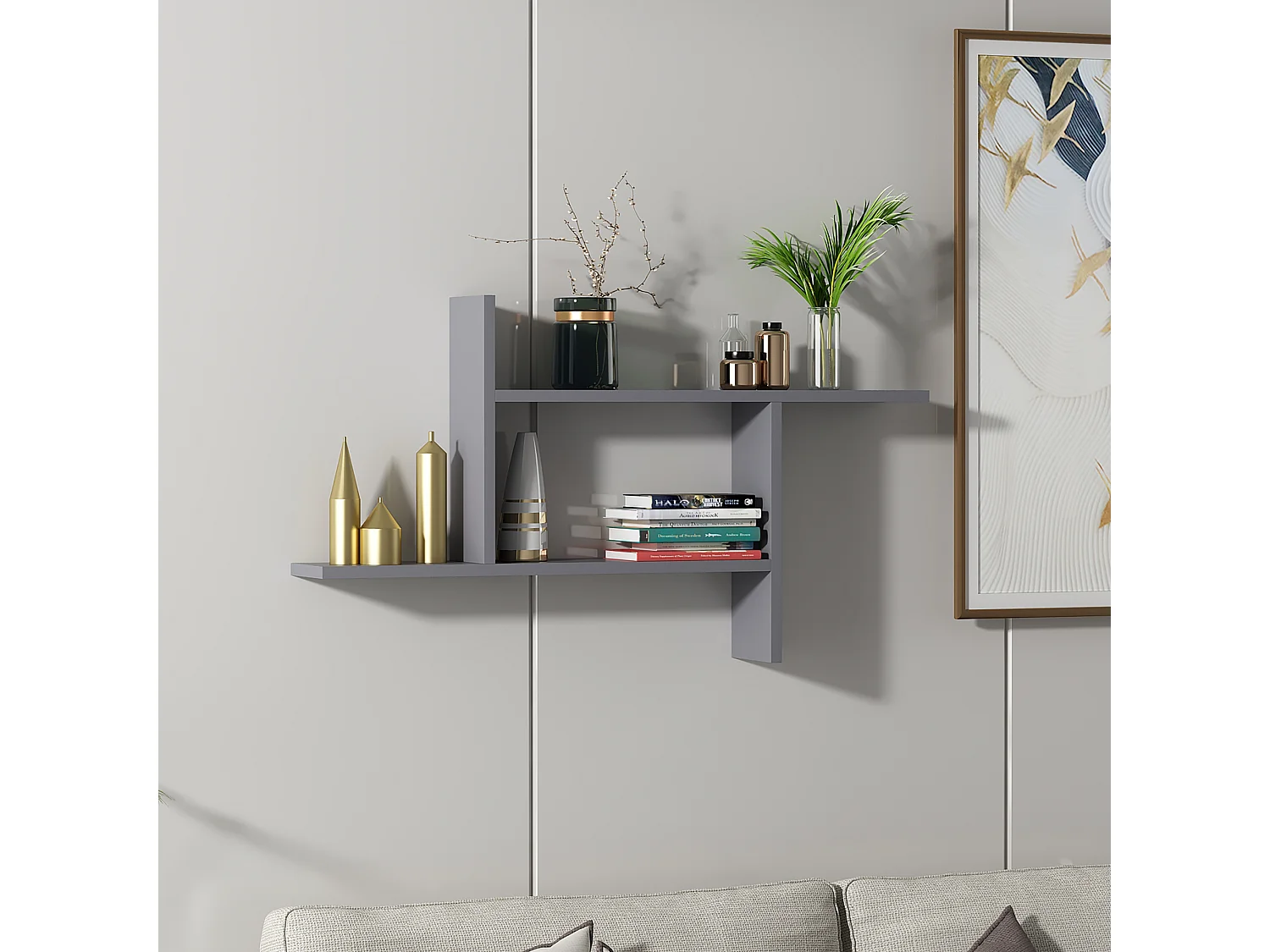 Etagère murale RYAN-gris anthracite, 99x55x14