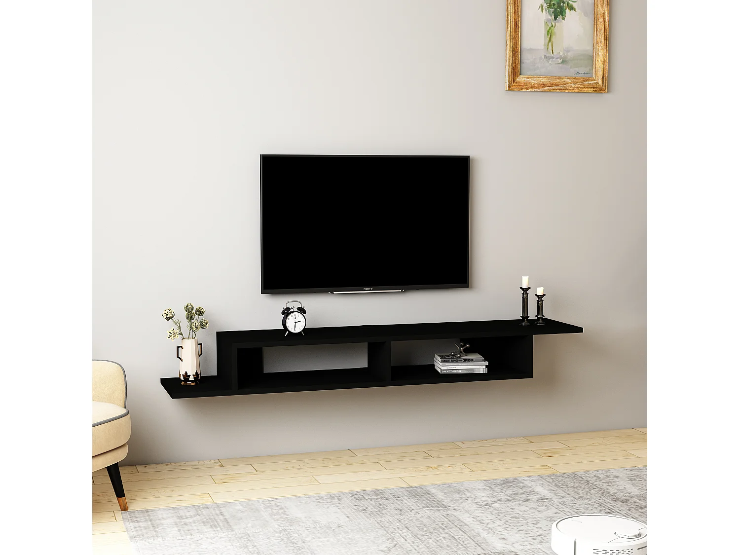 Tv Wandregal ARTEMİS-Schwarz,149x16x29
