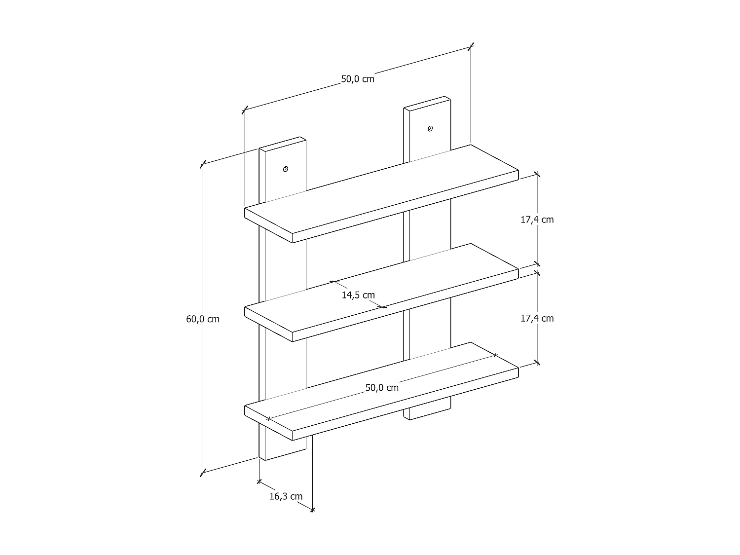 Wandregal WACO-Anthrazitgrau,50x60x16
