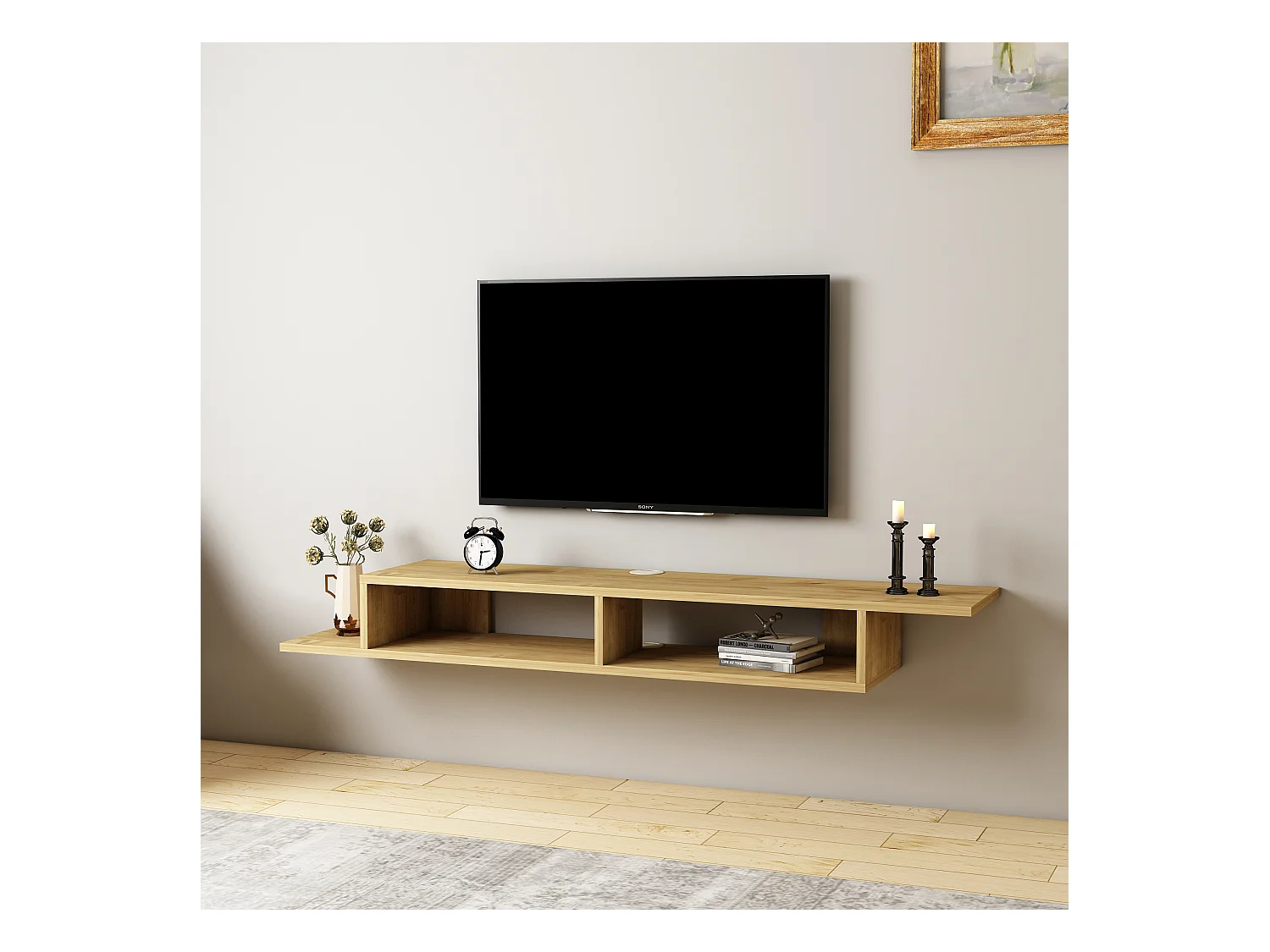 Tv Wandregal ARTEMİS-Naturfarben hell,149x16x29