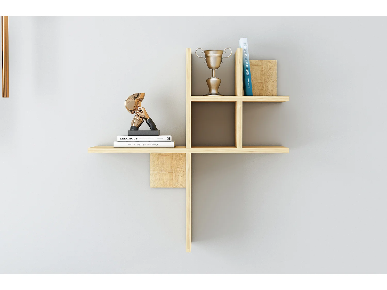 Wandregal HERMES-Naturfarben hell,73x75x22