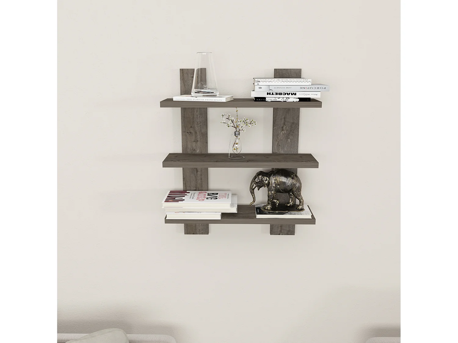 Etagère murale WACO chêne foncé, 50x60x16