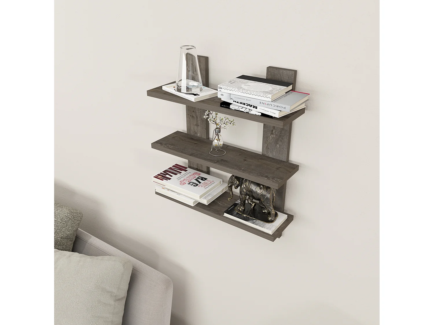 Etagère murale WACO chêne foncé, 50x60x16