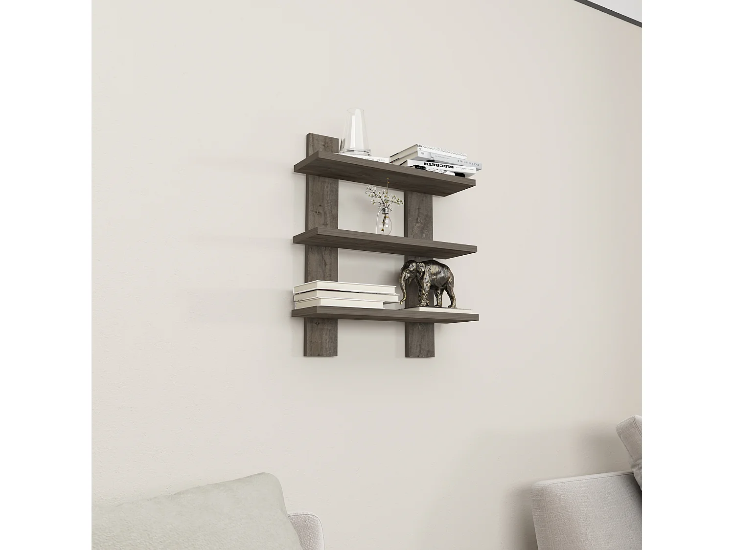 Etagère murale WACO chêne foncé, 50x60x16
