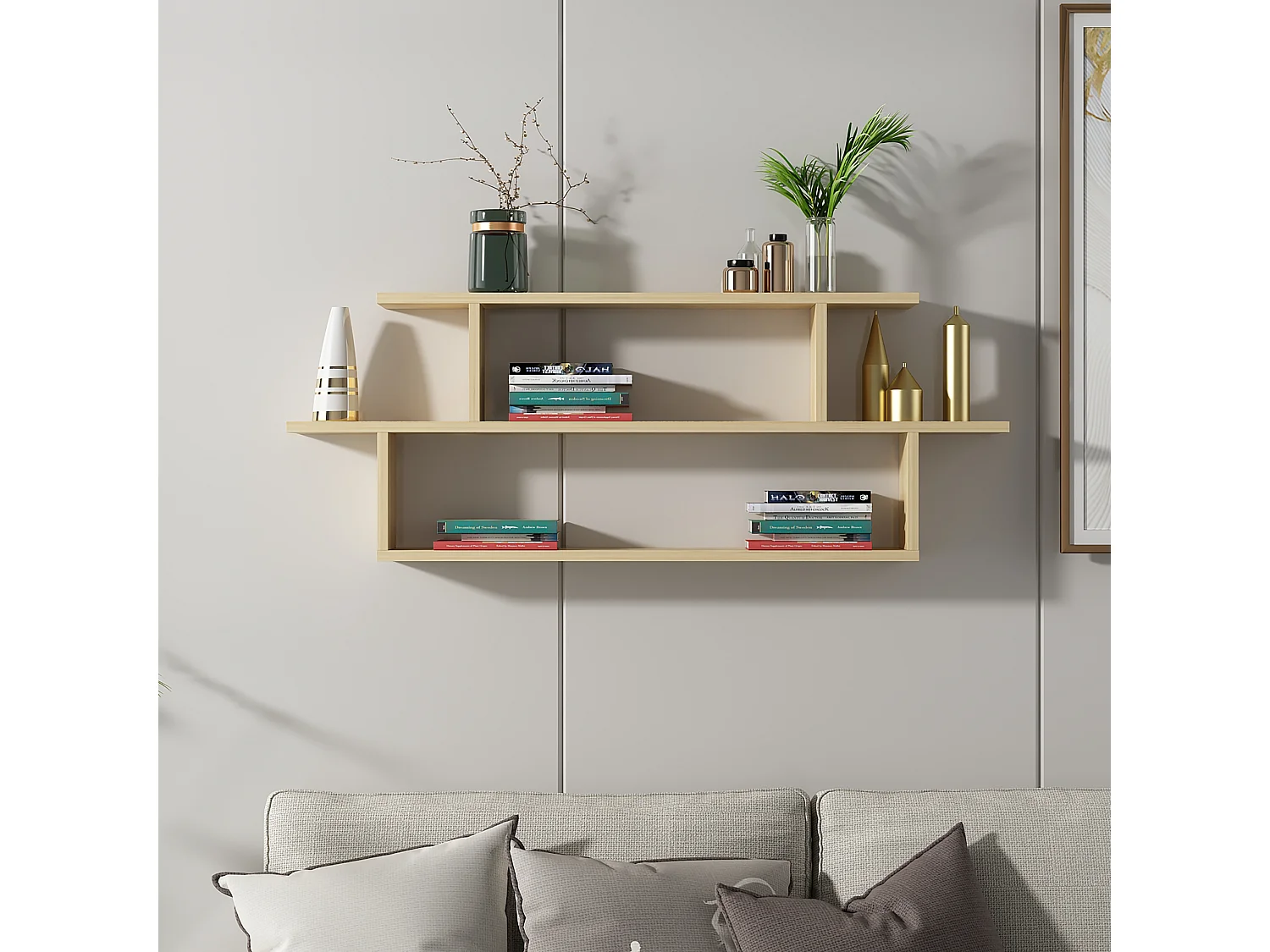 Etagère murale SENECA chêne, 120x44,6x14,6