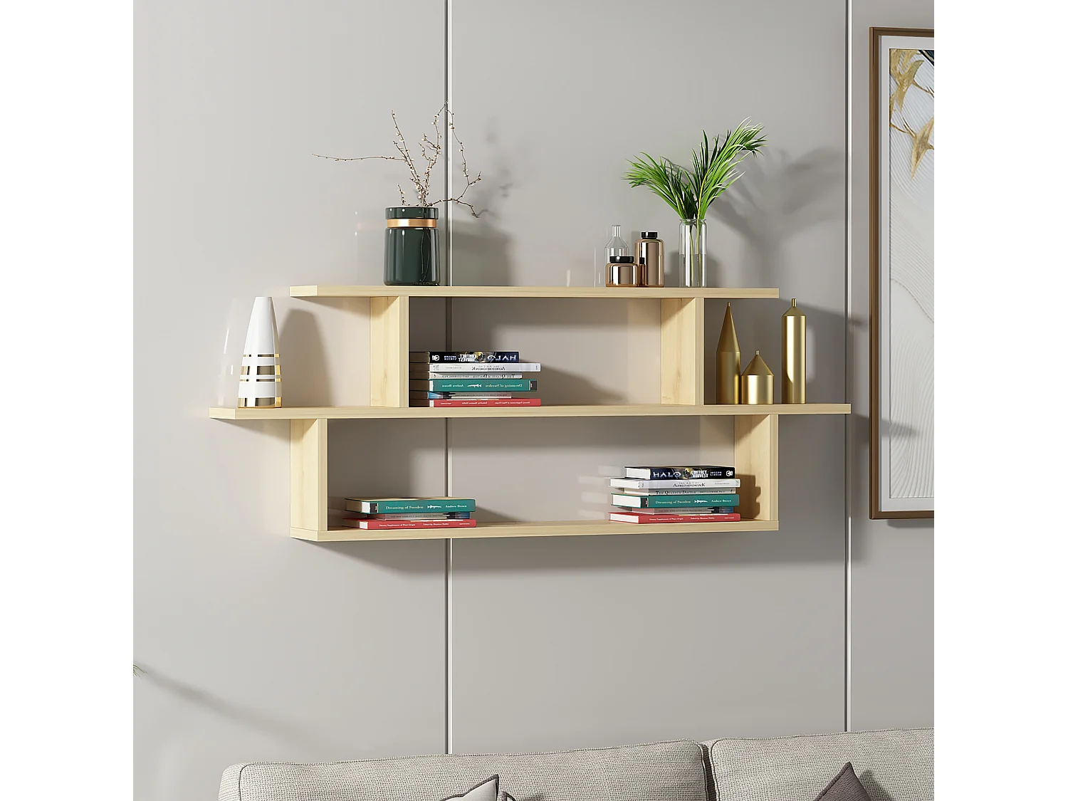 Etagère murale SENECA chêne, 120x44,6x14,6