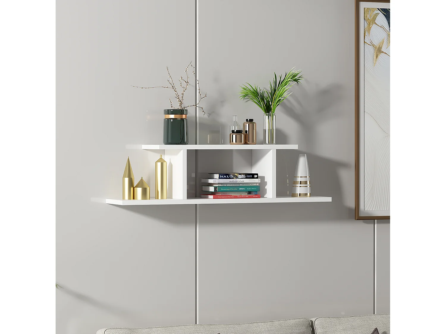 Wall Shelf ATLANTIC- Weiß - Weiß, 90x23,2x19,6