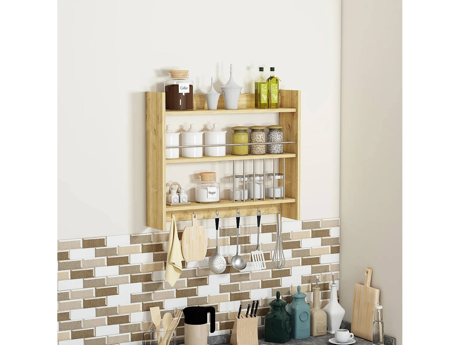 Etagère de cuisine APHRODITE - chêne, 72x19x85