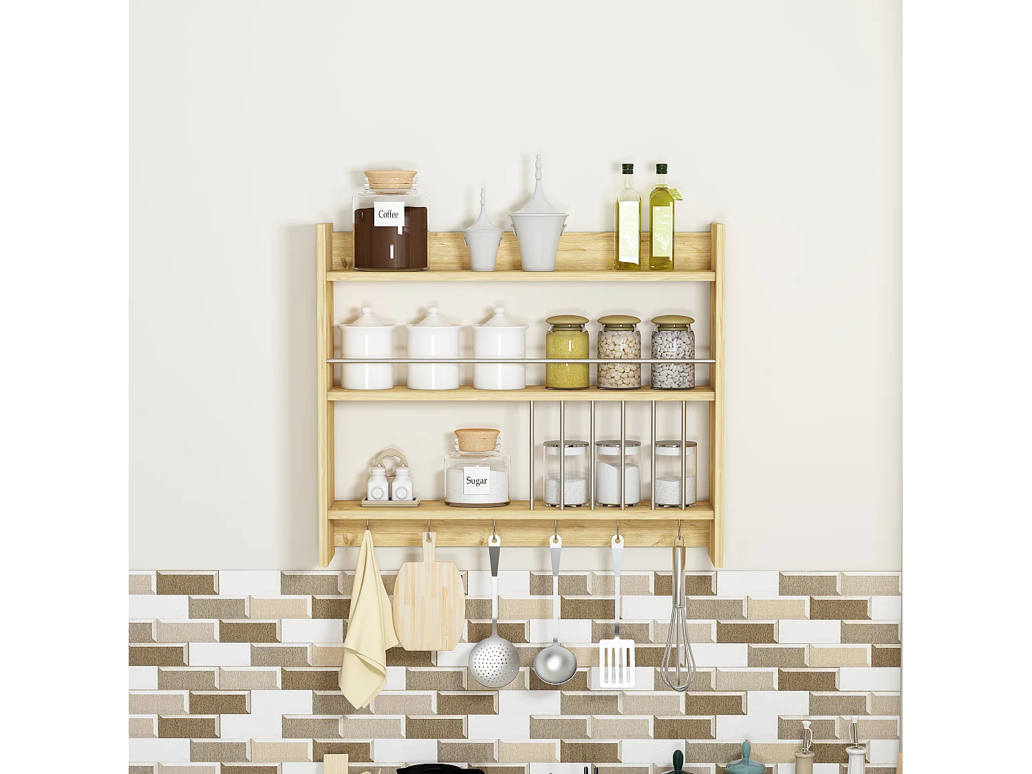 Etagère de cuisine APHRODITE - chêne, 72x19x85
