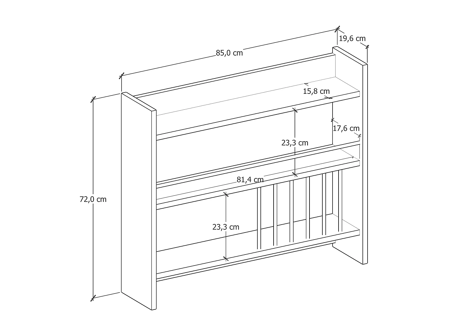 Etagère de cuisine APHRODITE - chêne, 72x19x85