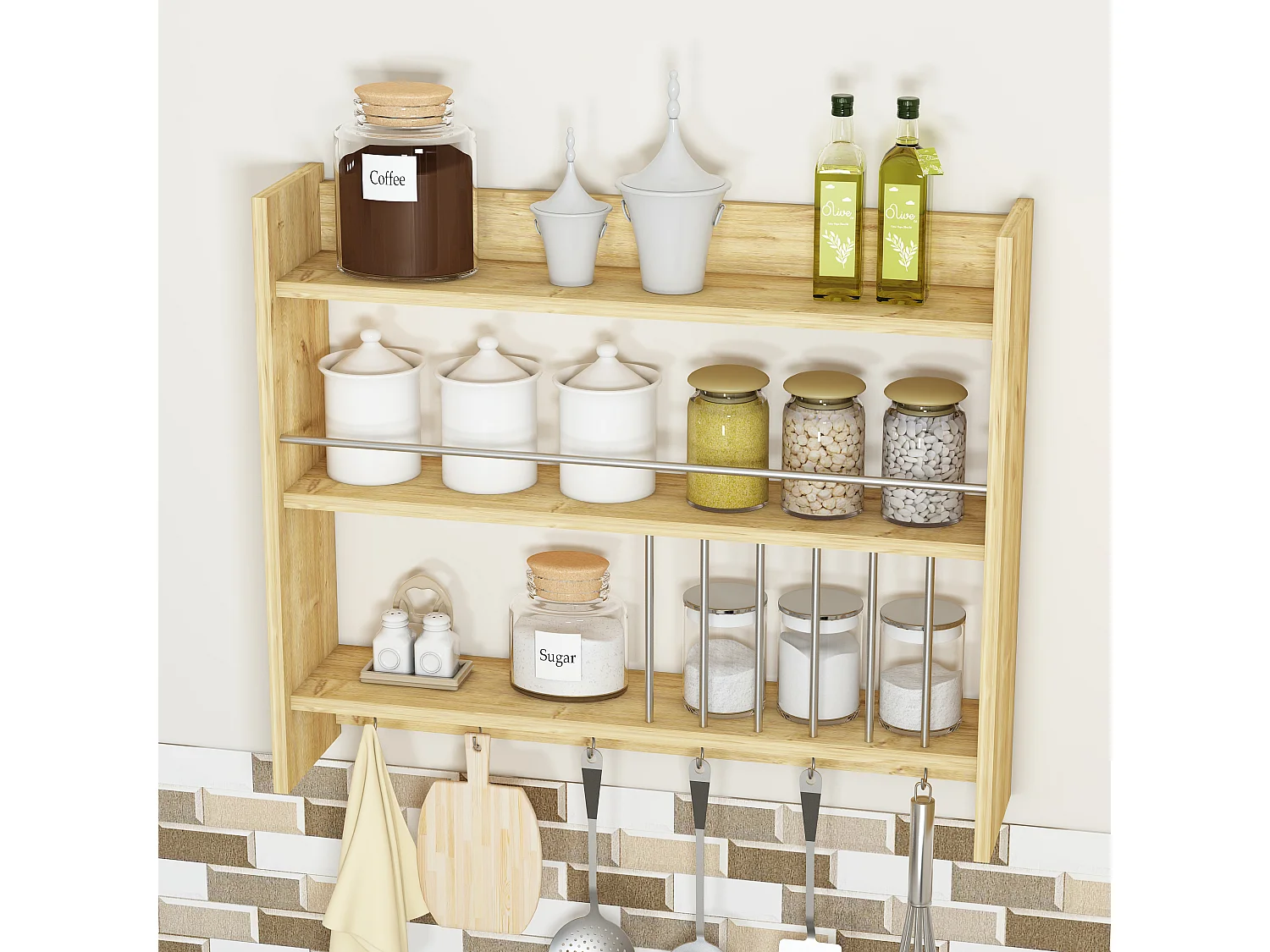 Etagère de cuisine APHRODITE - chêne, 72x19x85
