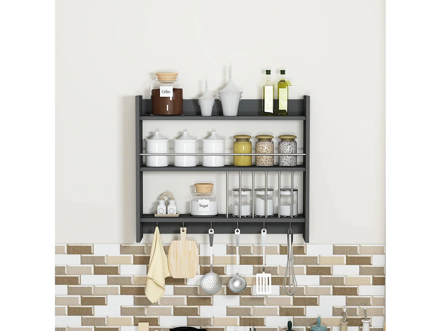 Etagère de Cuisine APHRODITE - Noir, 72x19x85