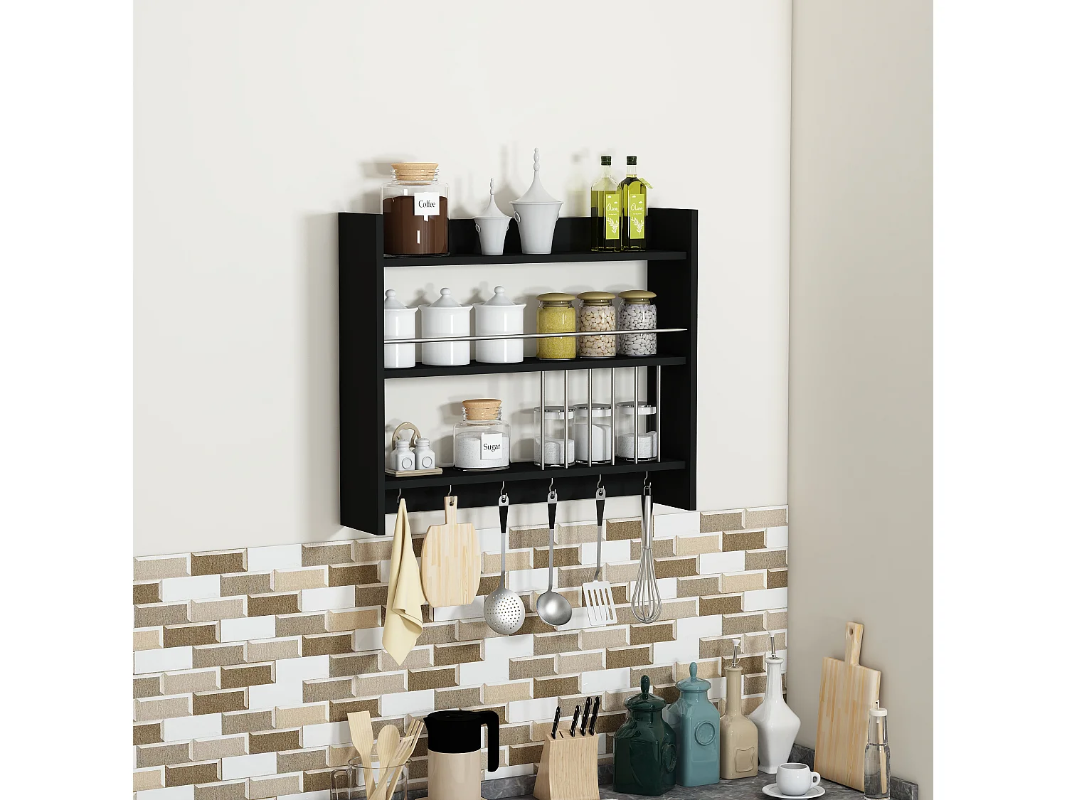 Etagère de Cuisine APHRODITE - Noir, 72x19x85