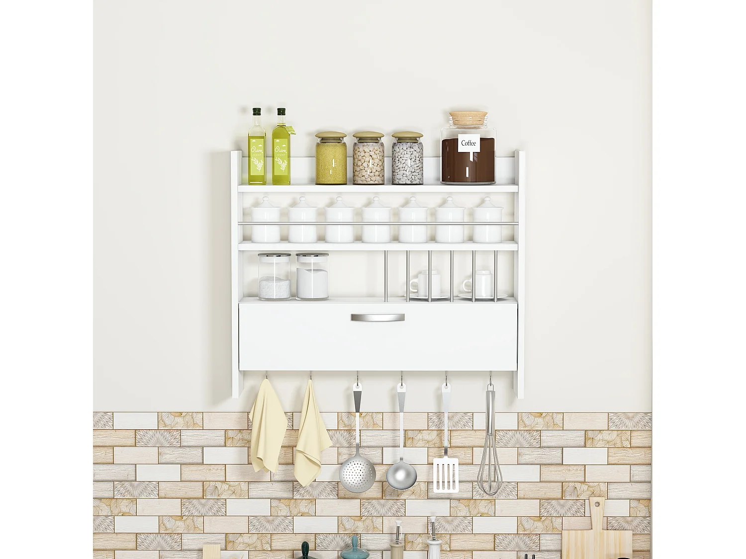 Półka PERSEPHONE - Biała, 72x19,6x85