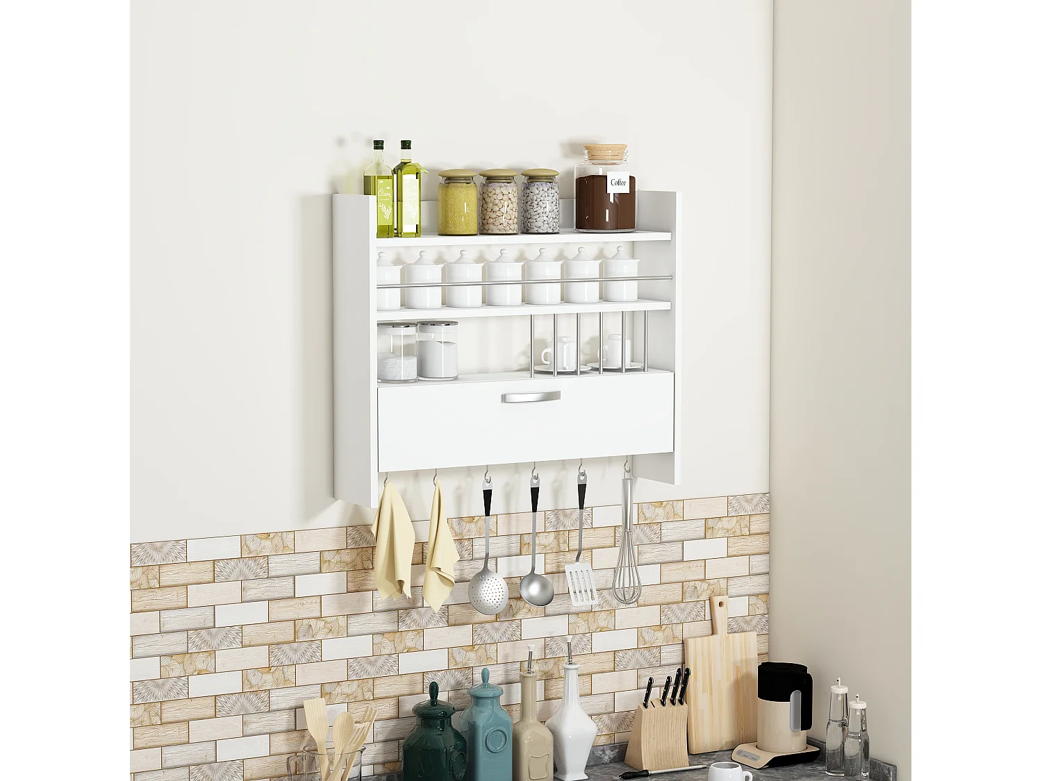 Etagère PERSEPHONE- Blanc, 72x19,6x85