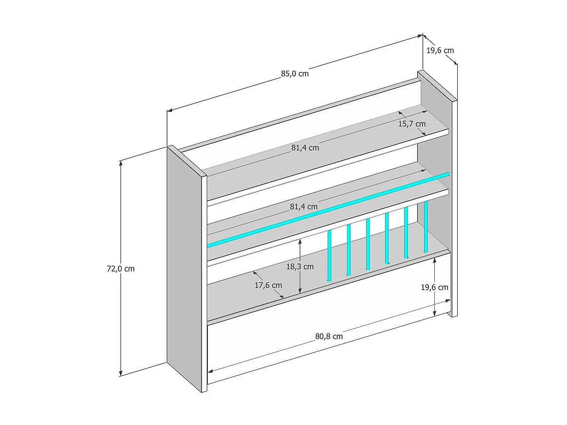 Etagère PERSEPHONE- Blanc, 72x19,6x85