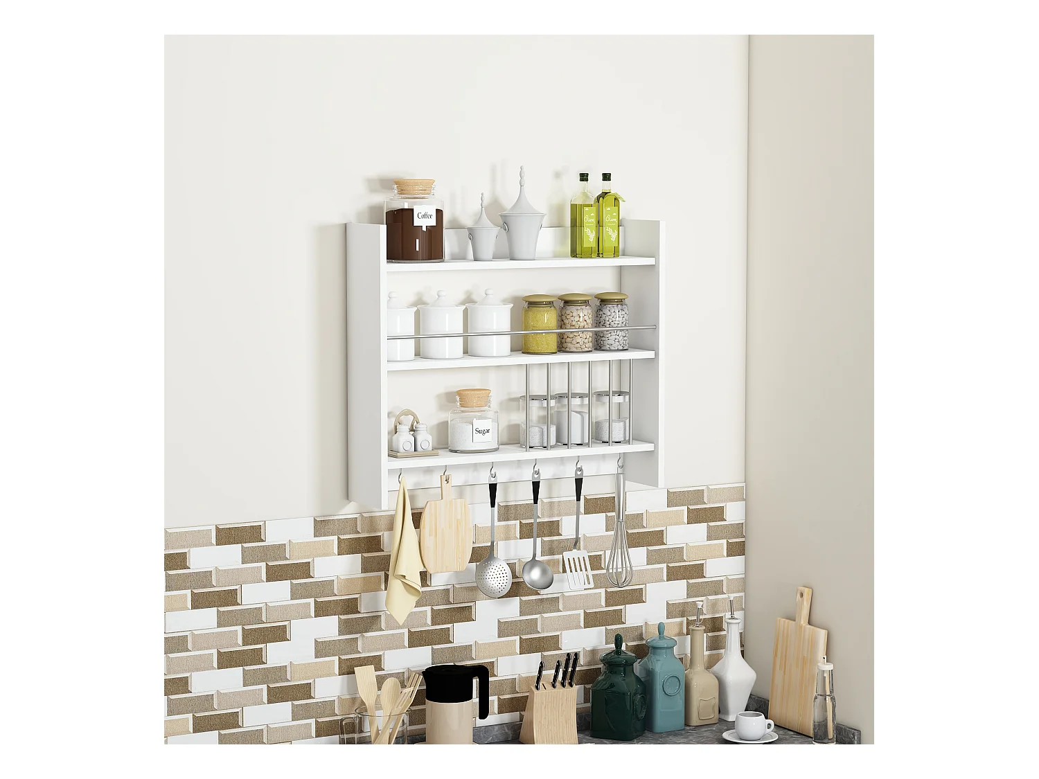 Etagère de Cuisine APHRODITE - Blanc, 72x19x85