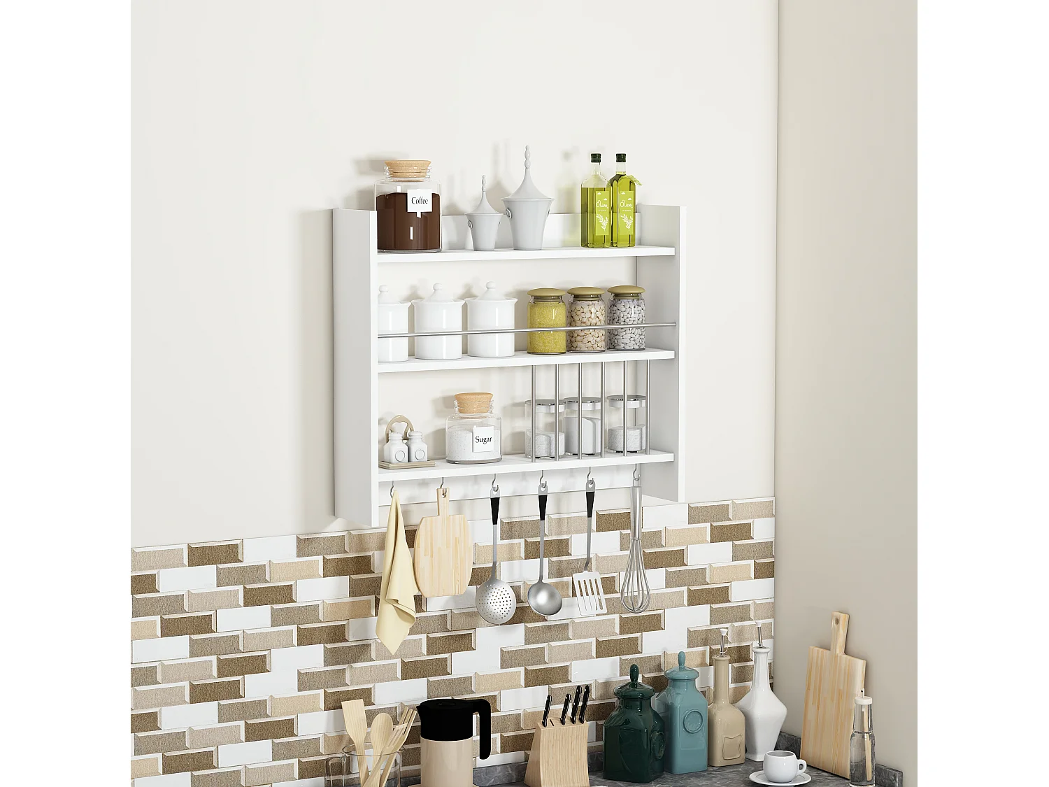 Etagère de Cuisine APHRODITE - Blanc, 72x19x85