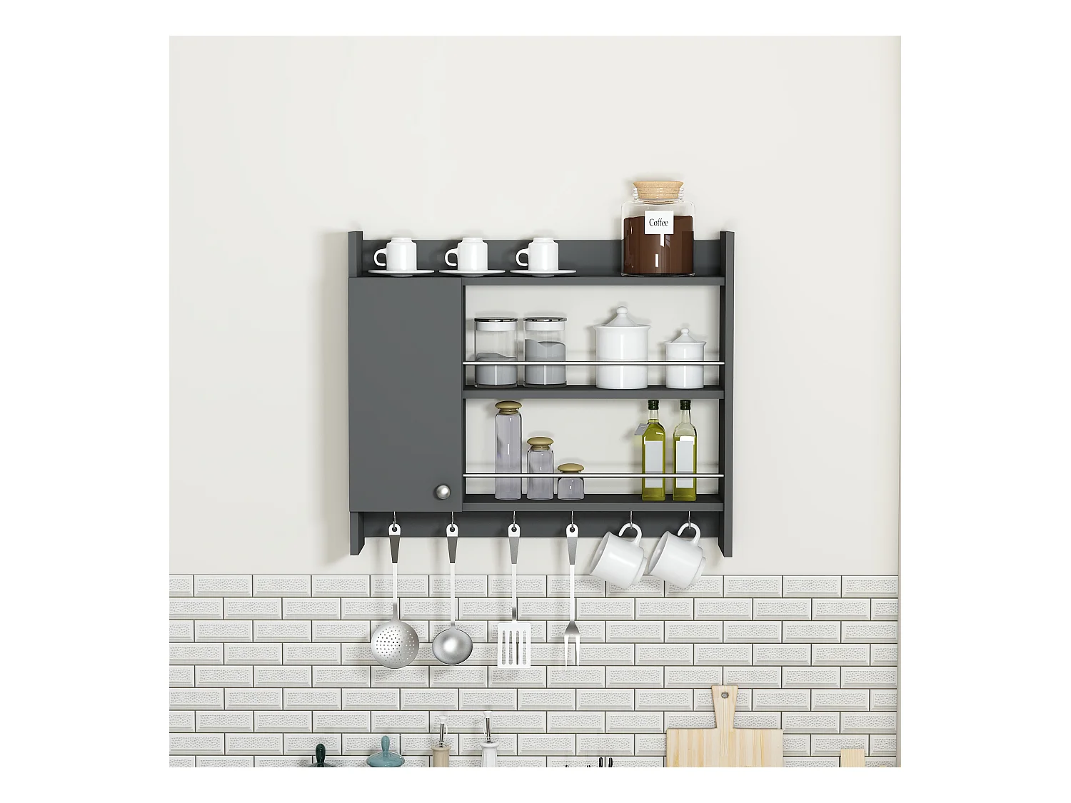 Mensola da cucina DIONYSOS- grigio antracite, 72x19,6x85