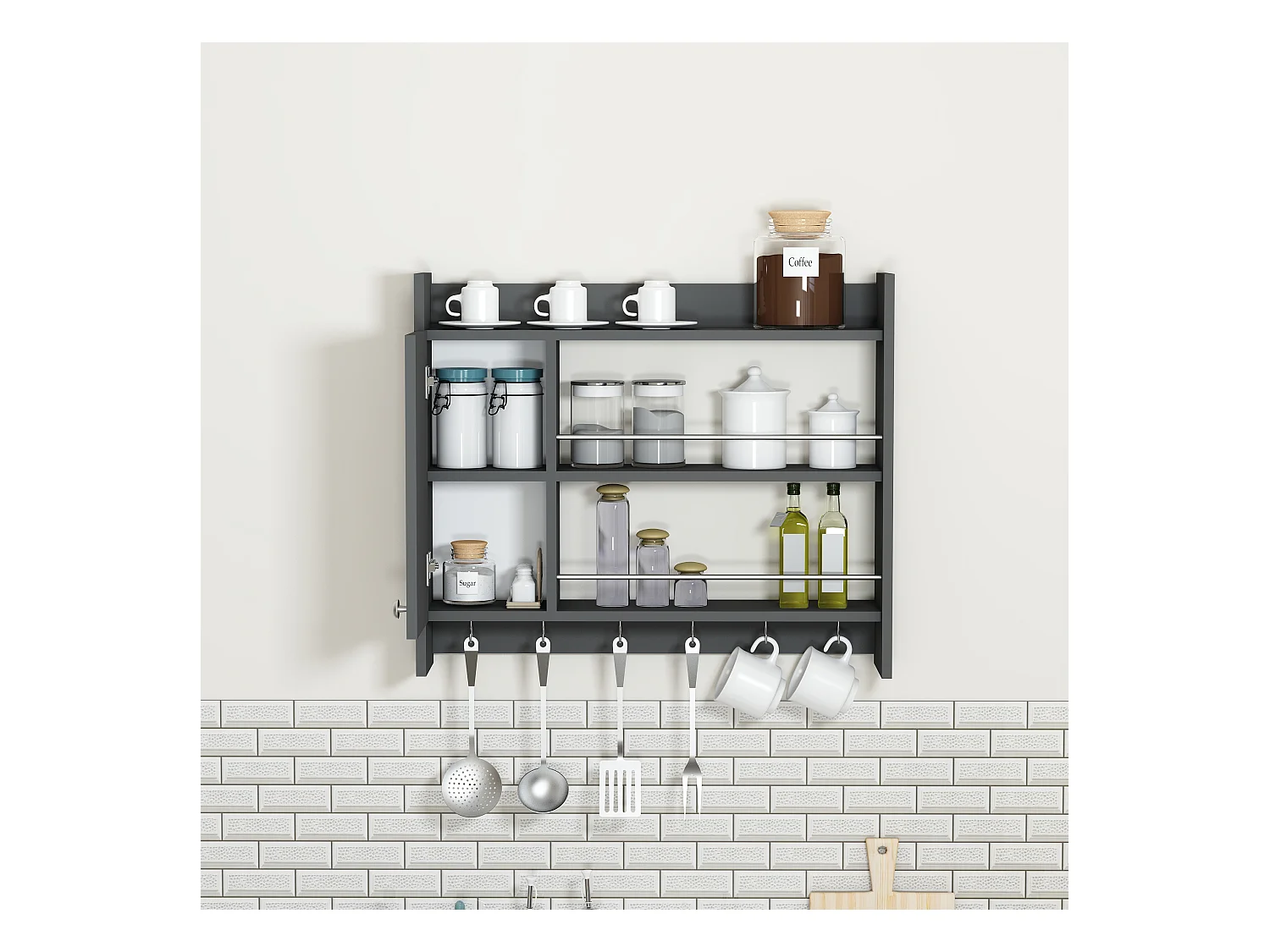 Mensola da cucina DIONYSOS- grigio antracite, 72x19,6x85