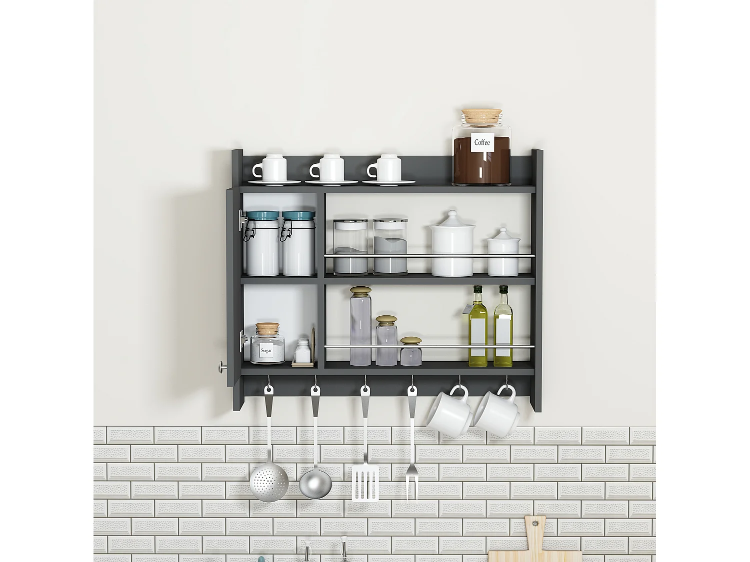 Etagère de cuisine DIONYSOS- gris anthracite, 72x19,6x85