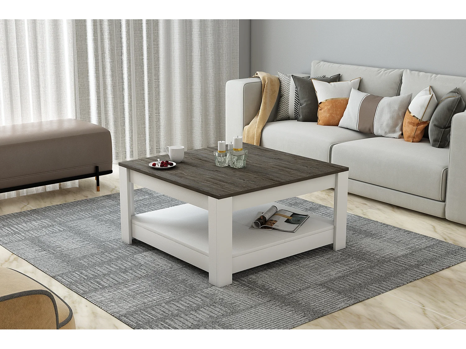 Stolik kawowy ATHENA - biały, 89x46x89