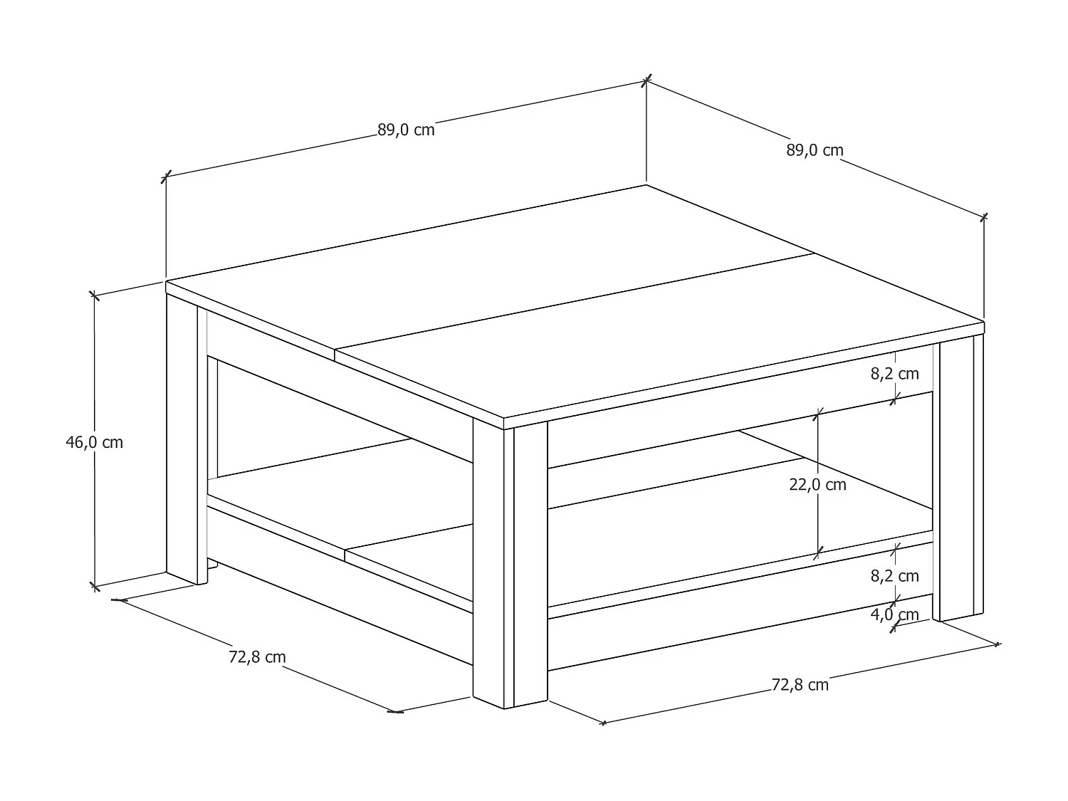 Stolik kawowy ATHENA - biały, 89x46x89