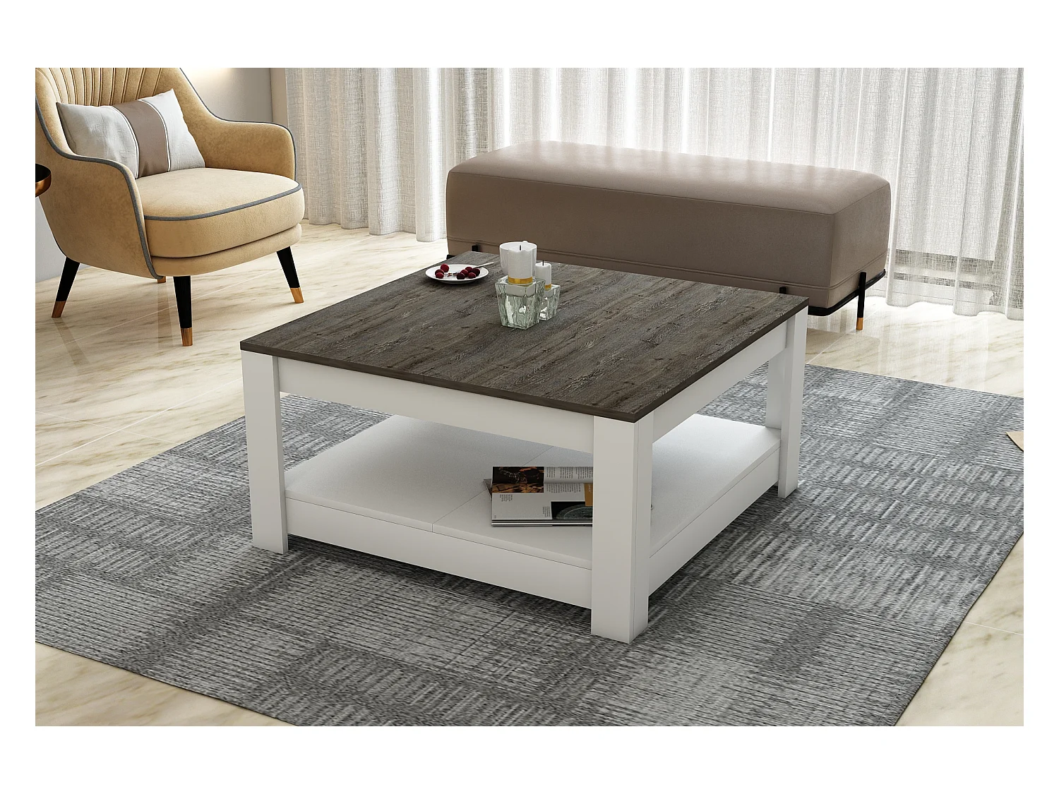 Salontafel ATHENA- wit, 89x46x89