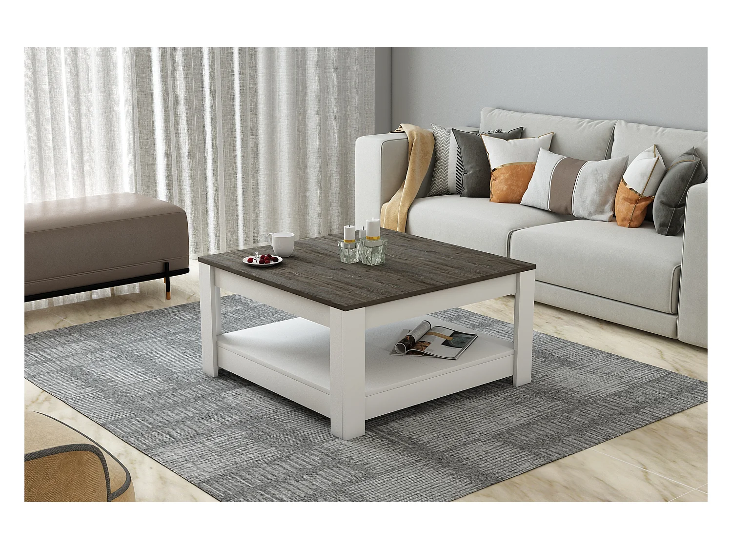 Salontafel ATHENA- wit, 89x46x89