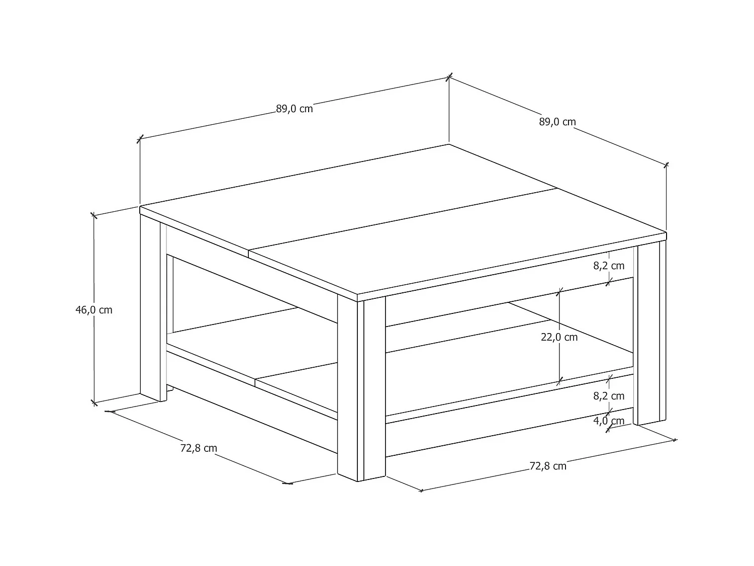 Salontafel ATHENA- wit, 89x46x89