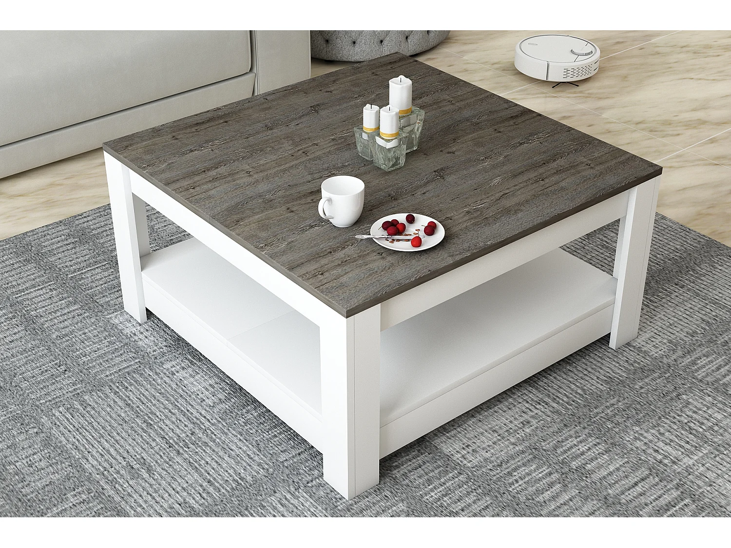 Stolik kawowy ATHENA - biały, 89x46x89