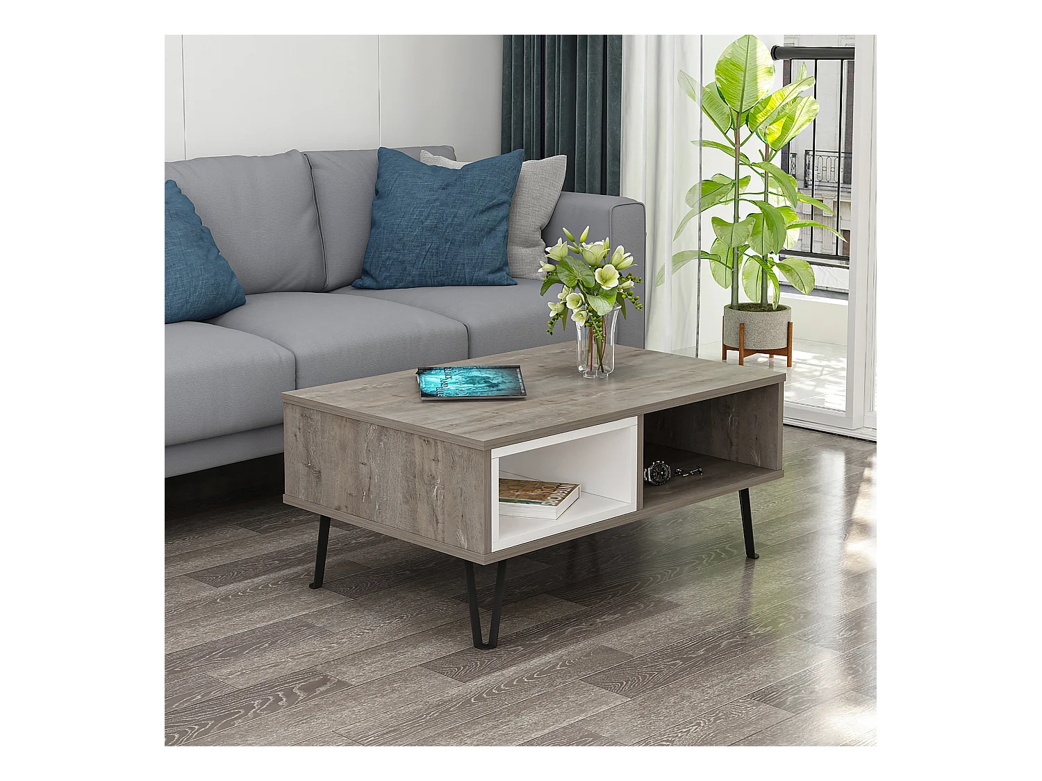 Table basse MENDOZ- naturel foncé, 90x41,1x60