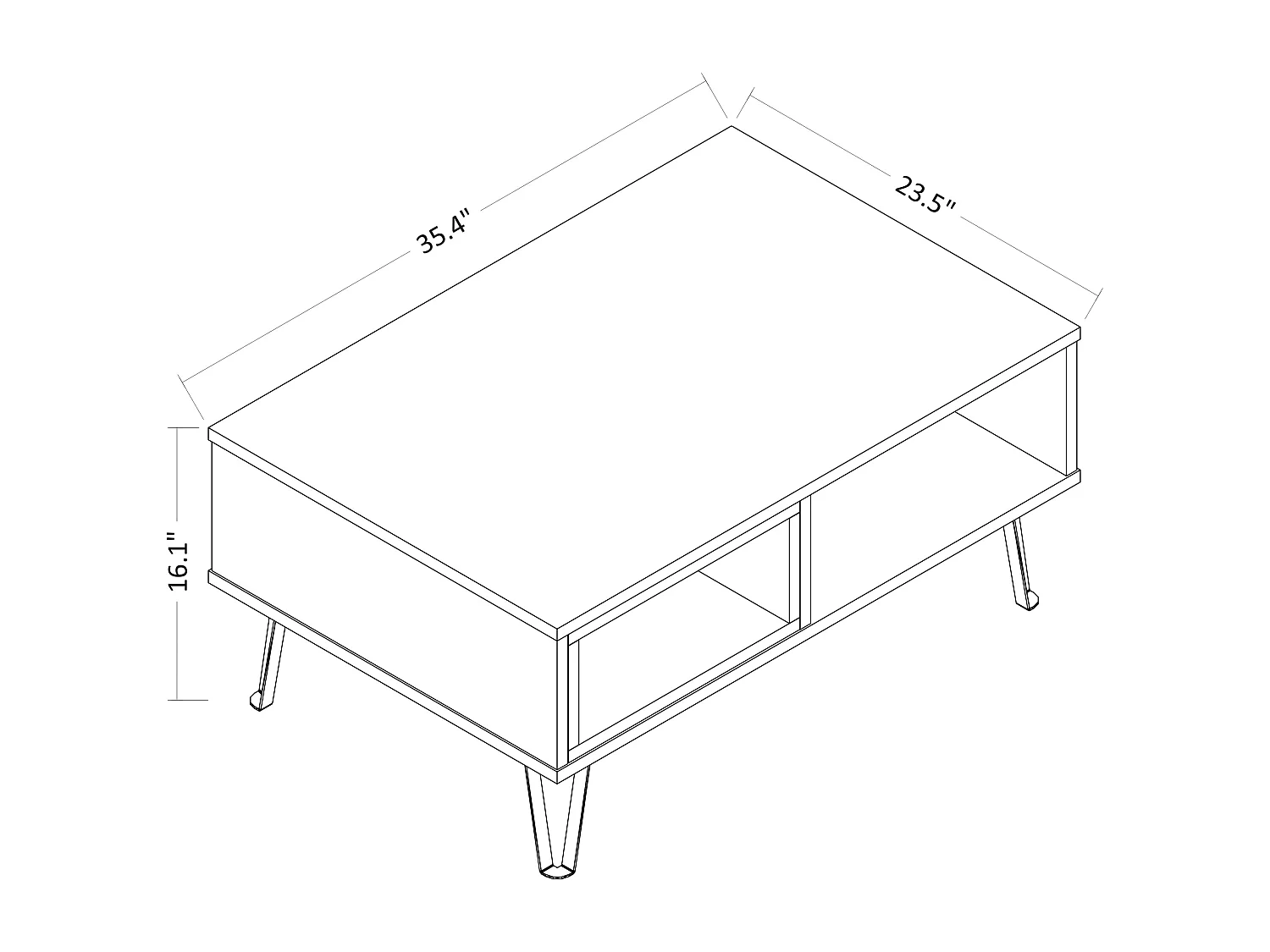 Salontafel MENDOZ- naturel donker, 90x41,1x60