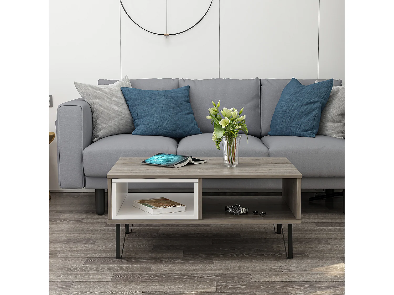 Salontafel MENDOZ- naturel donker, 90x41,1x60