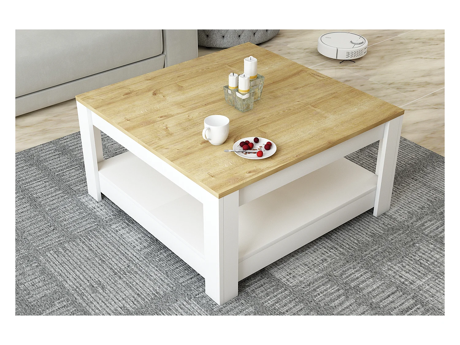 Couchtisch ATHENA- Weiß, 89x46x89