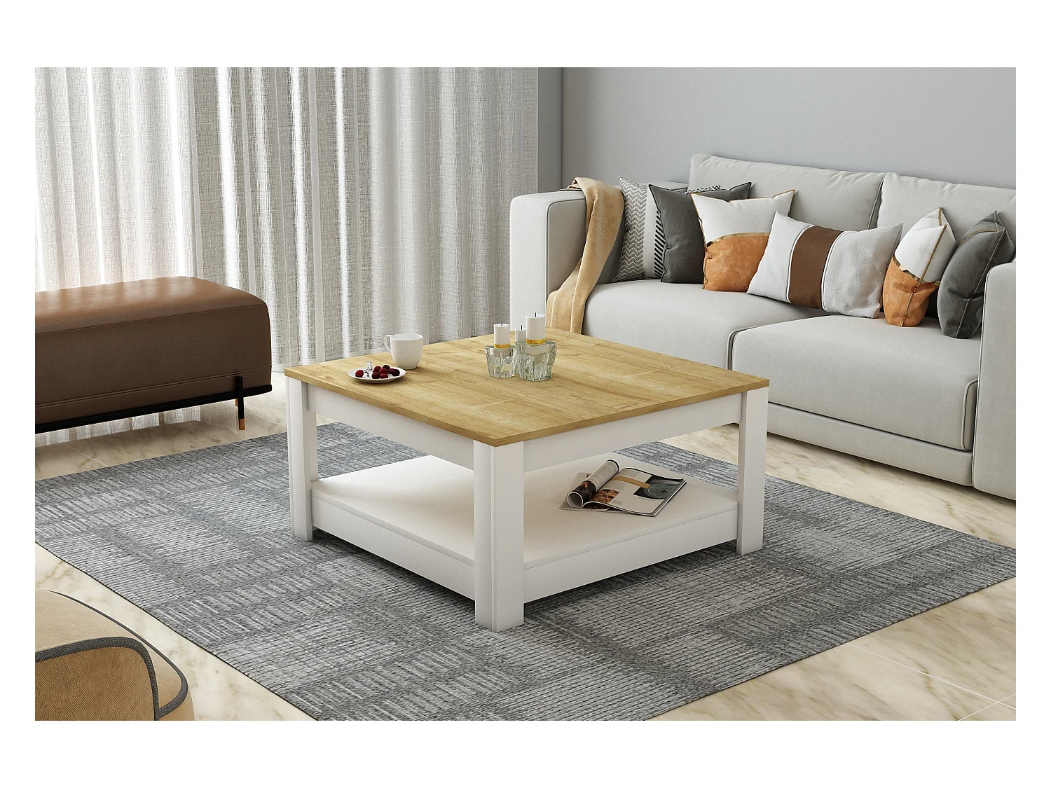 Couchtisch ATHENA- Weiß, 89x46x89