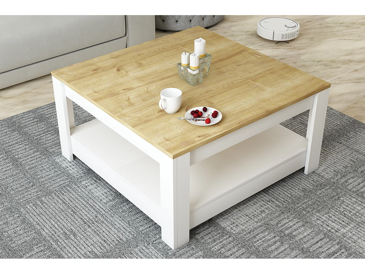 Couchtisch ATHENA- Weiß, 89x46x89