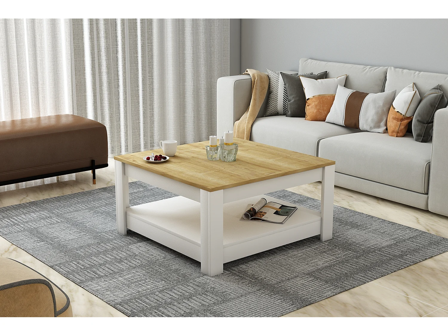 Couchtisch ATHENA- Weiß, 89x46x89